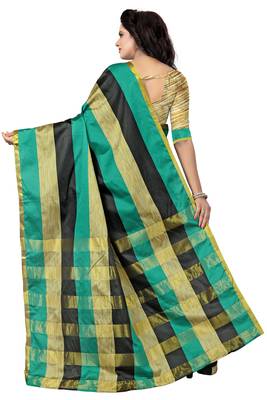 Multicolor Striped Ora Dupion Saree With Blouse  2