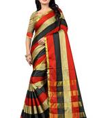 Multicolor Striped Ora Dupion Saree With Blouse 