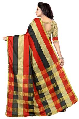 Multicolor Striped Ora Dupion Saree With Blouse  2