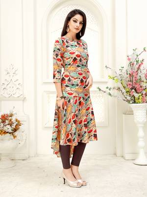 Multicolor printed crepe kurtis 4