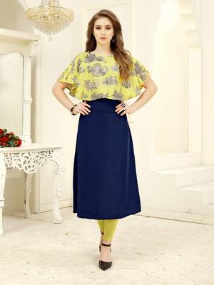 Navy blue printed crepe kurtis 1