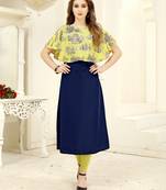 Navy blue printed crepe kurtis