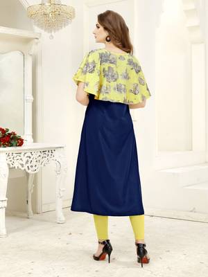 Navy blue printed crepe kurtis 2