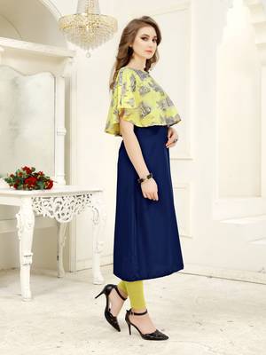 Navy blue printed crepe kurtis 4