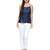 Blue Cotton Denim Sleeveless Top for Women