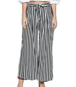 Black Cotton Rayon Striped Ankle Length Palazzo for Women