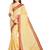 Beige plain chiffon saree with blouse
