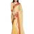 Beige plain chiffon saree with blouse