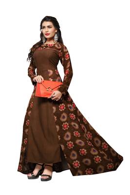 Brown printed rayon party-wear-kurtis 1