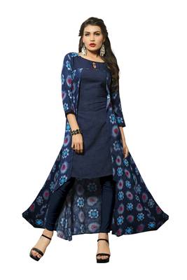 Blue printed rayon party-wear-kurtis 1