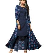 Blue printed rayon party-wear-kurtis