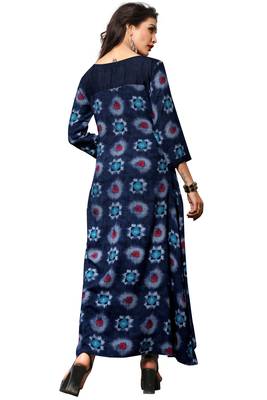 Blue printed rayon party-wear-kurtis 2