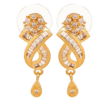 Quail Fresh Design 1G Gold Plated Heavy Braket With American Diamonds Traditional Mangalsutra Set for Women 3