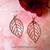 White Gold Plated Silver Leaf Filigree Light Weight Fashion earrings