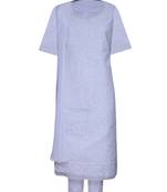 Ada White Hand Embroidered Cotton Unstitched Salwar With Dupatta