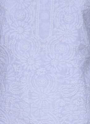 Ada White Hand Embroidered Cotton Unstitched Salwar With Dupatta 3