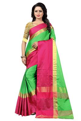 Green Striped Kangi Ora Saree With Blouse  1