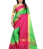 Green Striped Kangi Ora Saree With Blouse 
