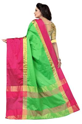 Green Striped Kangi Ora Saree With Blouse  2