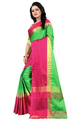 Green Striped Kangi Ora Saree With Blouse  4