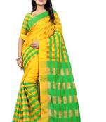 Yellow And Green Checkered Ora Dhupian Saree With Blouse 