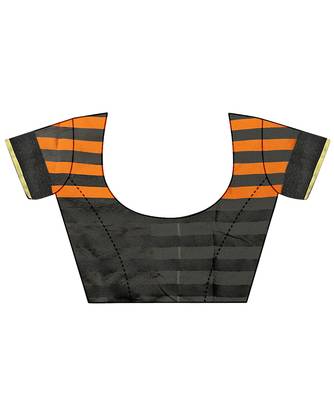 Black And Orange Checkered Ora Dhupian Saree With Blouse  5