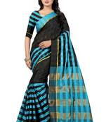 Black And Sky Blue Checkered Ora Dhupian Saree With Blouse 