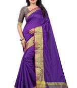 Purple Solid Kota Dhupian Saree With Blouse