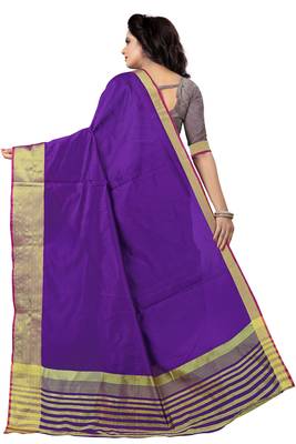 Purple Solid Kota Dhupian Saree With Blouse 2