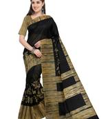 Black printed bhagalpuri silk saree with blouse