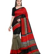 Red printed bhagalpuri silk saree with blouse