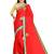 Red embroidered chiffon saree with blouse
