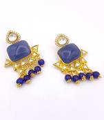Blue Jadau Kundan Dangle and Drop Earrings Jewellery for Women