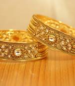 Kundan Polki Antique Gold Plated Openable Bangles