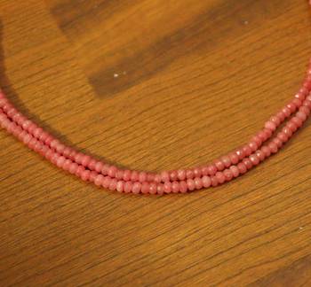 Peach Colour Two Line Semi Precious Stone Necklace 3