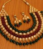 Multicolour Kundan Meenakari Semi Precious Necklace Set