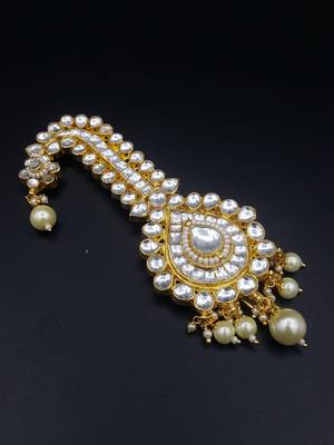 White Jadau Kundan Kalgi for Men Safa Turban Jewellery for Men 1