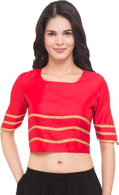Red solid silk readymade blouse 1