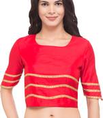Red solid silk readymade blouse