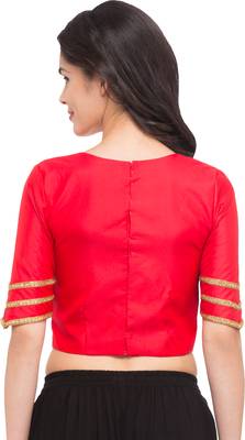 Red solid silk readymade blouse 2