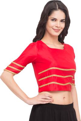 Red solid silk readymade blouse 3
