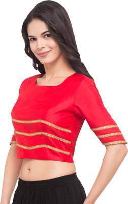 Red solid silk readymade blouse 4