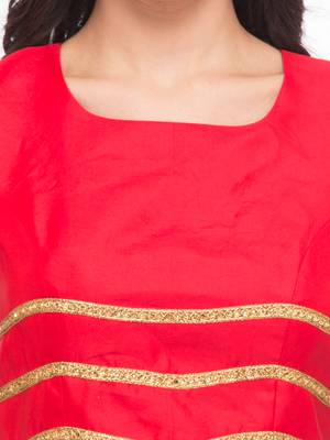 Red solid silk readymade blouse 5