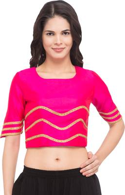 Pink solid silk readymade blouse 1