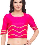 Pink solid silk readymade blouse