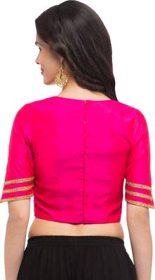 Pink solid silk readymade blouse 2
