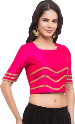 Pink solid silk readymade blouse 3