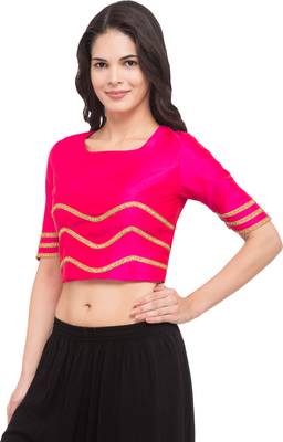 Pink solid silk readymade blouse 4