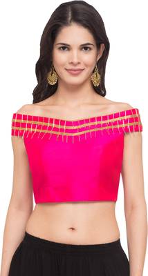 Pink solid silk readymade blouse 1