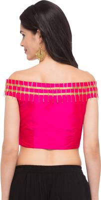 Pink solid silk readymade blouse 2